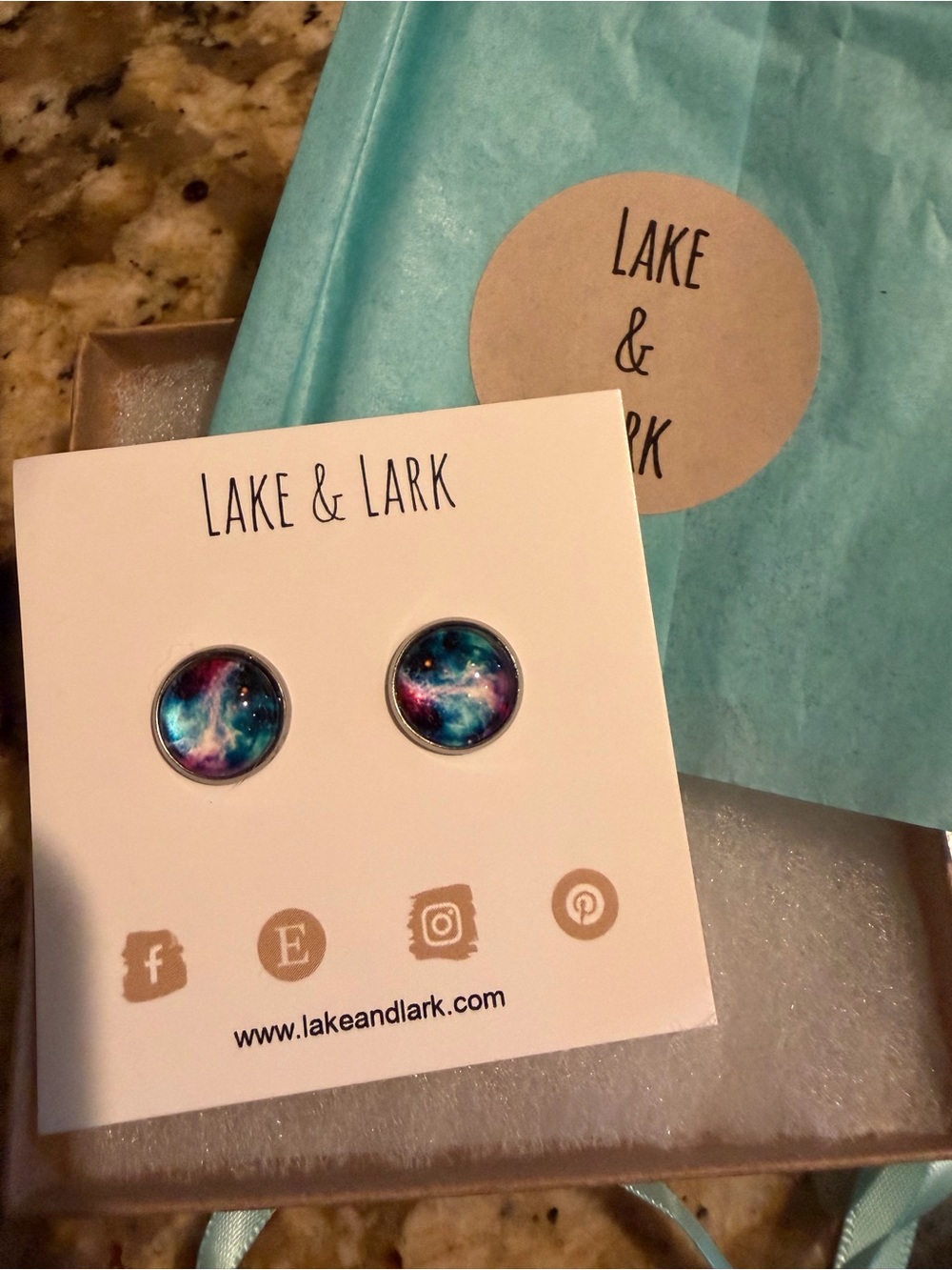 Lake & Lark Galaxy Stud Earrings - Teal, Blue & Purple